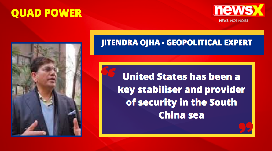 NewsX's tweet photo. #QuadPower | United States has been a key stabiliser and provider of security in the South China sea: Jitendra Ojha (@ojha_kimar) Geopolitical Expert speaks to NewsX https://t.co/DTMd8dpZxW