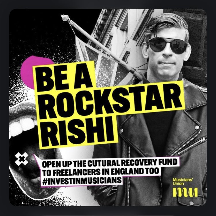 Howay #BeARockStarRishi open up the #CulturalRecoveryFund to #freelancers in England too!#InvestInMusicians🤘🏿🎸
@RishiSunak @GOVUK @WeAreTheMU @ace_thenorth @ace_national @ArtistsUnionE @TWCFreelancers @ExcludedUK @theresaeaston 
#InvestinArtists #InvestinFreelancers #ExcludedUK