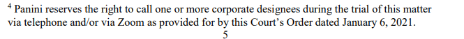 Also...and if I haven't said this enough...this is small claims court about an unfulfilled redemption. However, Panini reserves the right to call its executives as witnesses...because this case must be a Big Fucking Deal.
