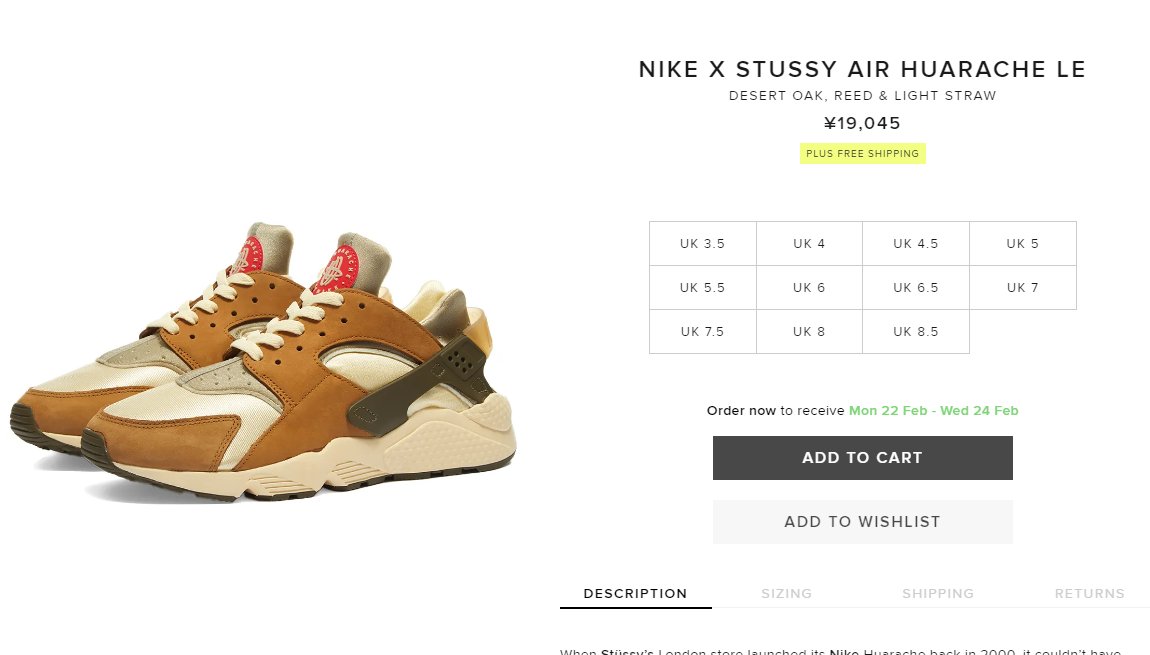 Japanicanblog Nike X Stussy Air Huarache Le Desert Oak Reed Light Straw 19 045 Plus Free Shipping End Uk T Co Omld1amh6y End Us T Co Skuoo9d8as T Co Nfz1uoco6y