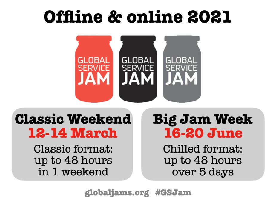 HOT NEWS 
#GSJam SPLIT DATES for 2021… globaljams.org/news/dates-for…
Please RT!