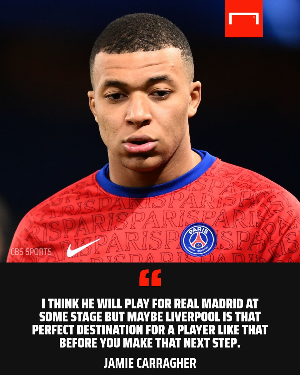 goal's tweet photo. Liverpool could be Kylian Mbappe's perfect stepping stone from PSG to Real Madrid, says Jamie Carragher 👀 https://t.co/AQxTiy2WAE