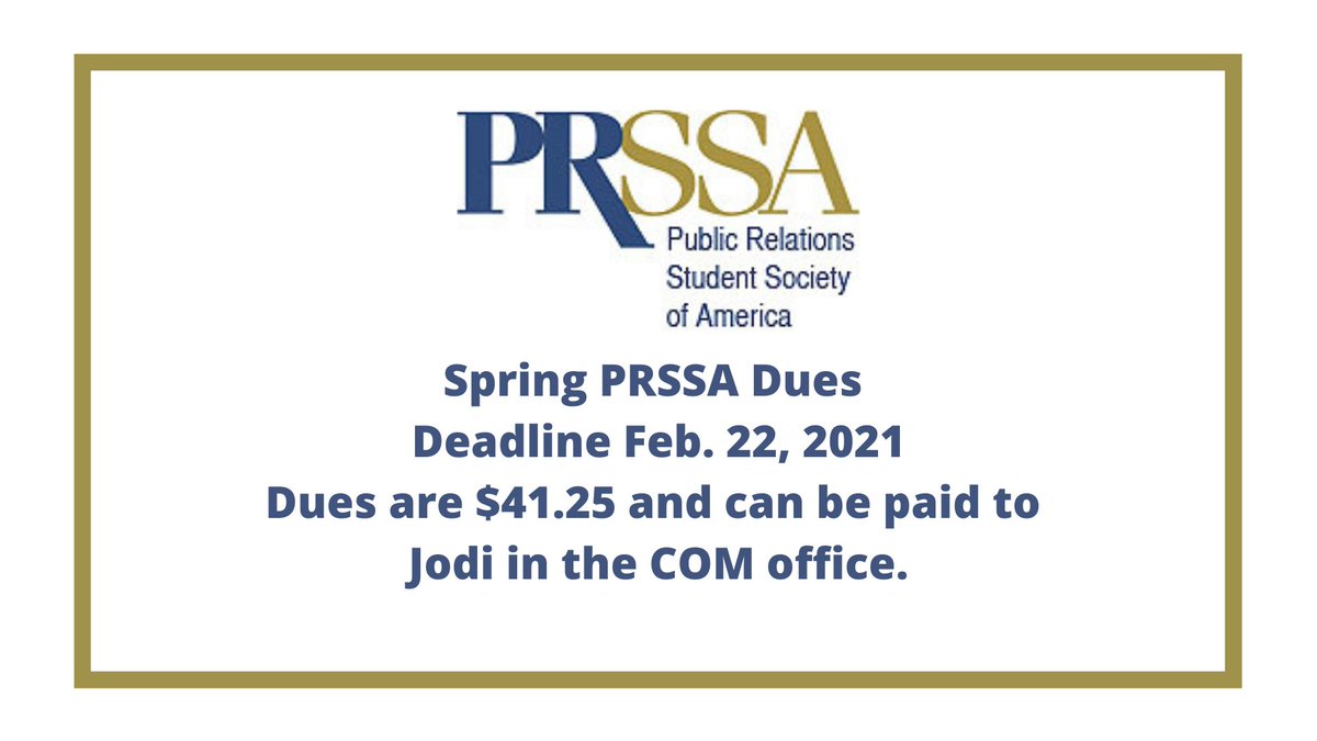 IWUcom's tweet image. Don't forget to turn in your spring PRSSA dues!

#iwucomm #prssa #indwes #iwuprssa