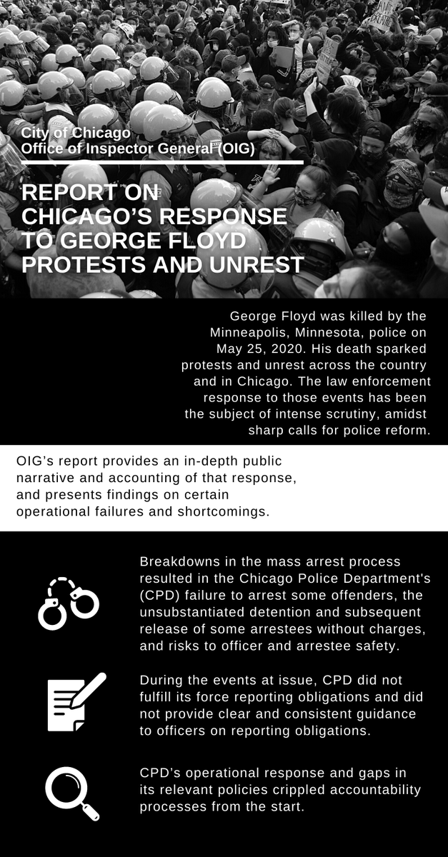 OIG’s latest report finds that the City's response to the 2020 George Floyd protests and unrest lacked coordination, preparedness, and leadership. See more at:  http://bit.ly/OIGProtestsReport.