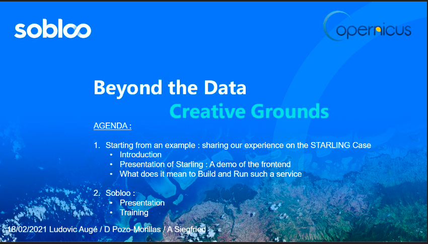 go2space_hubs's tweet photo. #Go2SpaceHackathon 4th Day session starts: #Training Session on @soblooservices with Ludovic Augé & Diego Pozo #EO #Data Experts at @AirbusSpace.
As you know, @soblooservices and @creodias are the platforms to be used in this #hackathon
@parqUC3M @CopernicusEU #Sentinel https://t.co/m4tOSg67C4