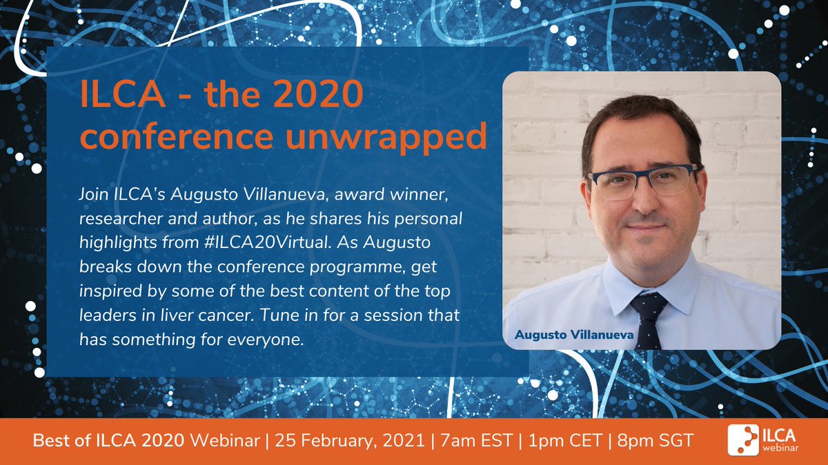ILCAnews's tweet photo. Join @augustoNYC, award winner, researcher and author, as he shares his personal highlights from #ILCA20Virtual. As Augusto breaks down the conference programme, get inspired by some of the best content of the top leaders in liver cancer. 
Register now! https://t.co/wtLbBlHK5X https://t.co/5a42gBDItz