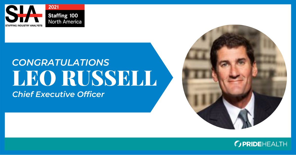 PrideHealth's tweet photo. We are delighted to congratulate Pride Global's CEO, Leo Russell, for being named on @SIAnalysts 2021 #Staffing100 list. We are proud to have you navigating the way!

Check out the full press release:
https://t.co/UiIhSSjMWA https://t.co/7n18cpZYwY