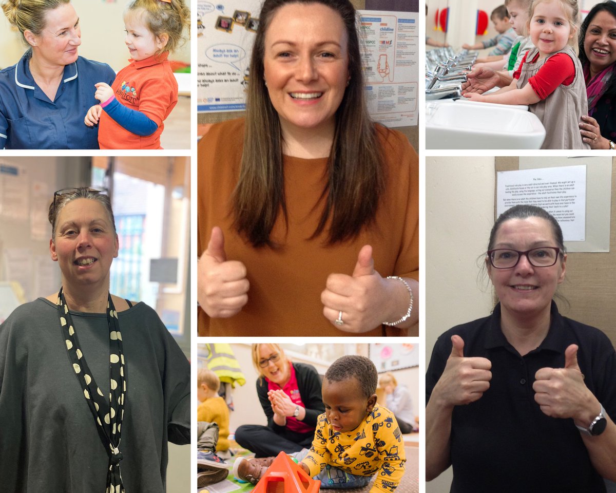 Our Management Team, Donna and Kim from Holyrood Shaw and Manager Sarah from Holyrood Hope showing their appreciation for Early Years! Join us with your #ThumbsUpForEarlyYears 👍