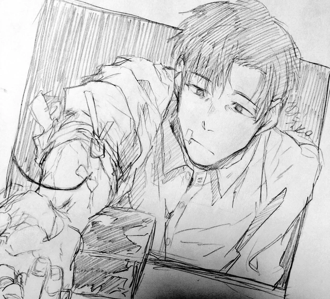 採血中にじっと見てる人。 