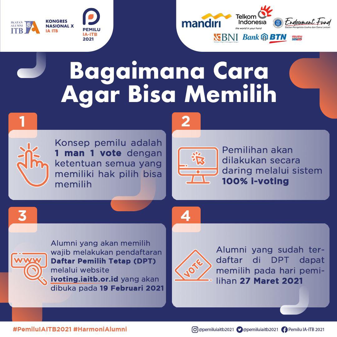 Halo, Alumni ITB dan Indonesia!

Pendaftaran DPT sudah dekat dan kamu perlu tahu caranya agar bisa memilih kandidat terbaik untuk IA-ITB. Bagaimana caranya?
