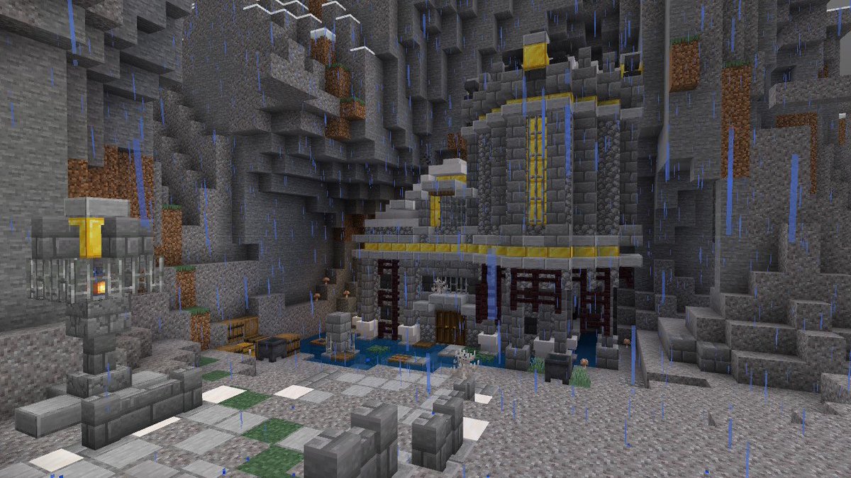 Fmy ふみー 金ブロックがいやらしく見えないようにしなきゃ あと砂利山岳バイオームって結構すぐ水でてくるすね