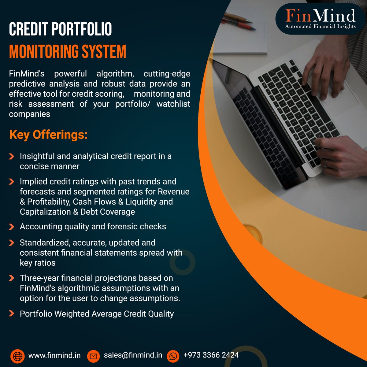 FinMind1's tweet photo. #FinMind's Credit Portfolio Monitoring System will allow you to act fast, #savetime and increase your #credit coverage. 
Sign up on https://t.co/xcDGLhgqfB for a complimentary access or email us at sales@finmind.in for a demo
#highyield #bonds #creditrisk #fixedincome https://t.co/Ah2gHgW4Xv