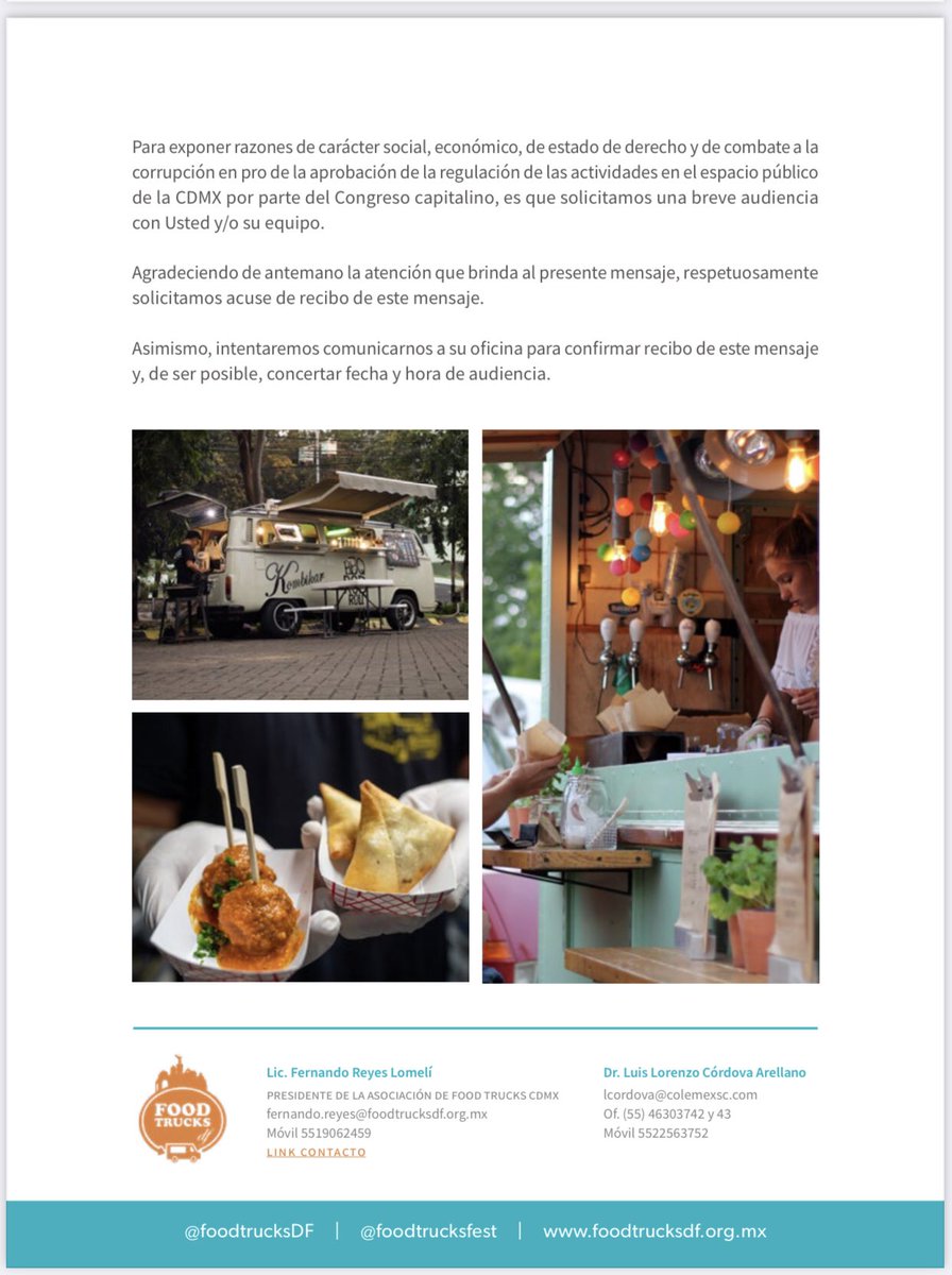 { #Legal } Los #FoodtrucksDF siempre hemos estado impulsando la regulación de los #FoodTrucks en #Cdmx #Mexico,  llamado a to2 para apoyar el tema y más con la incertidumbre que atravesamos por nuestras inversiones, negocios, personas y familias que dependen de nuestros negocios
