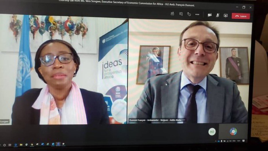 ECA_OFFICIAL's tweet image. @SongweVera de @ECA_OFFICIAL a rencontré ce jeudi, l'Amb. de Belgique en #Ethiopia, François Dumont @BelgiumMFA @Enabel_Belgium ; ils ont discuté des domaines de collaboration, notamment #ICT #Coding4girls #unemployment #privatesector et #Africa. #Partnerships #Collaboration