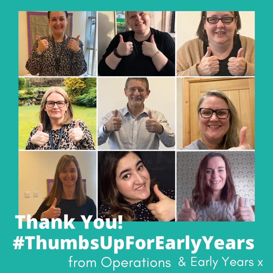 HolyroodSwinton's tweet photo. Taking time to also recognise those behind the scenes who help, support &amp; co-ordinate our Early Years staff and who have worked relentlessly through the unpredictable and every changing circumstances that covid19 has brought. THANK YOU 👍 #ThumbsUpForEarlyYears https://t.co/0nGrMPLQVn