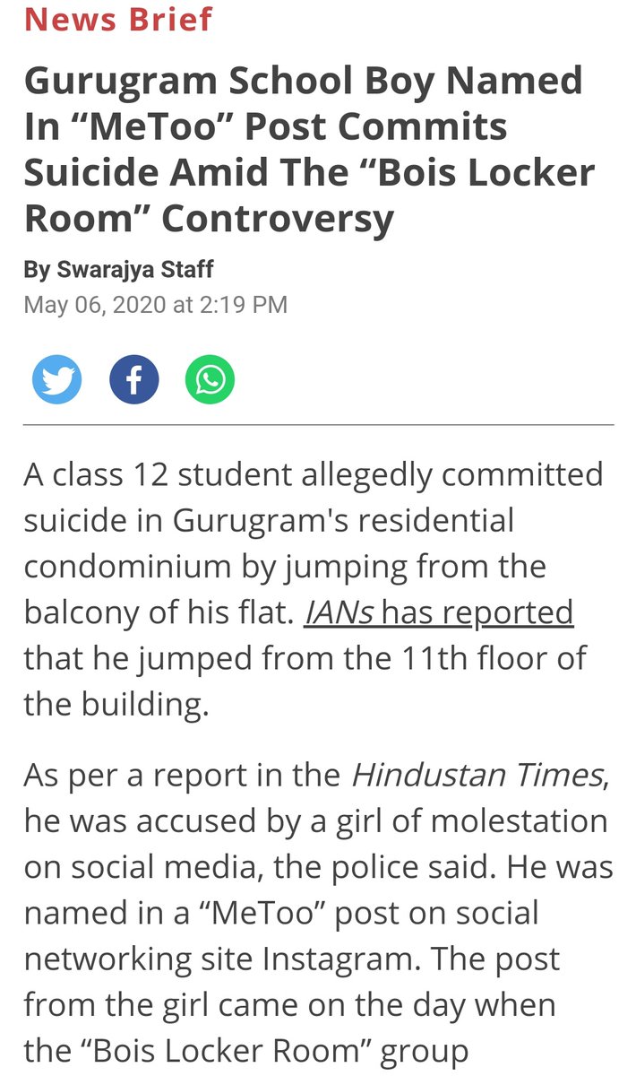 TheAmitLakhani's tweet photo. 17 year old Manav Singh jumped off the 11th floor after he could not take the pressure by the naming, shaming, defamation after a #MeToo post against him.
Recent #PriyaRamani verdict not just fails the likes of Manav, it paves a path to many such incidents unfortunately. https://t.co/eVR3q4jpxG