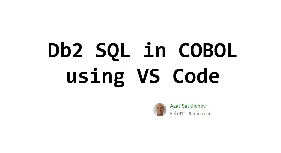 davidmcnierney's tweet photo. COBOL Language Support ext. now supports Db2 SQL statements bringing Intellisense benefits.
New era of Mainframe coding!

Broadcom's Azat Satklichov:
https://t.co/28LSMvJfCu

#COBOL #mainframe #vscode #sql #eclipseche https://t.co/7nVVv3weaa