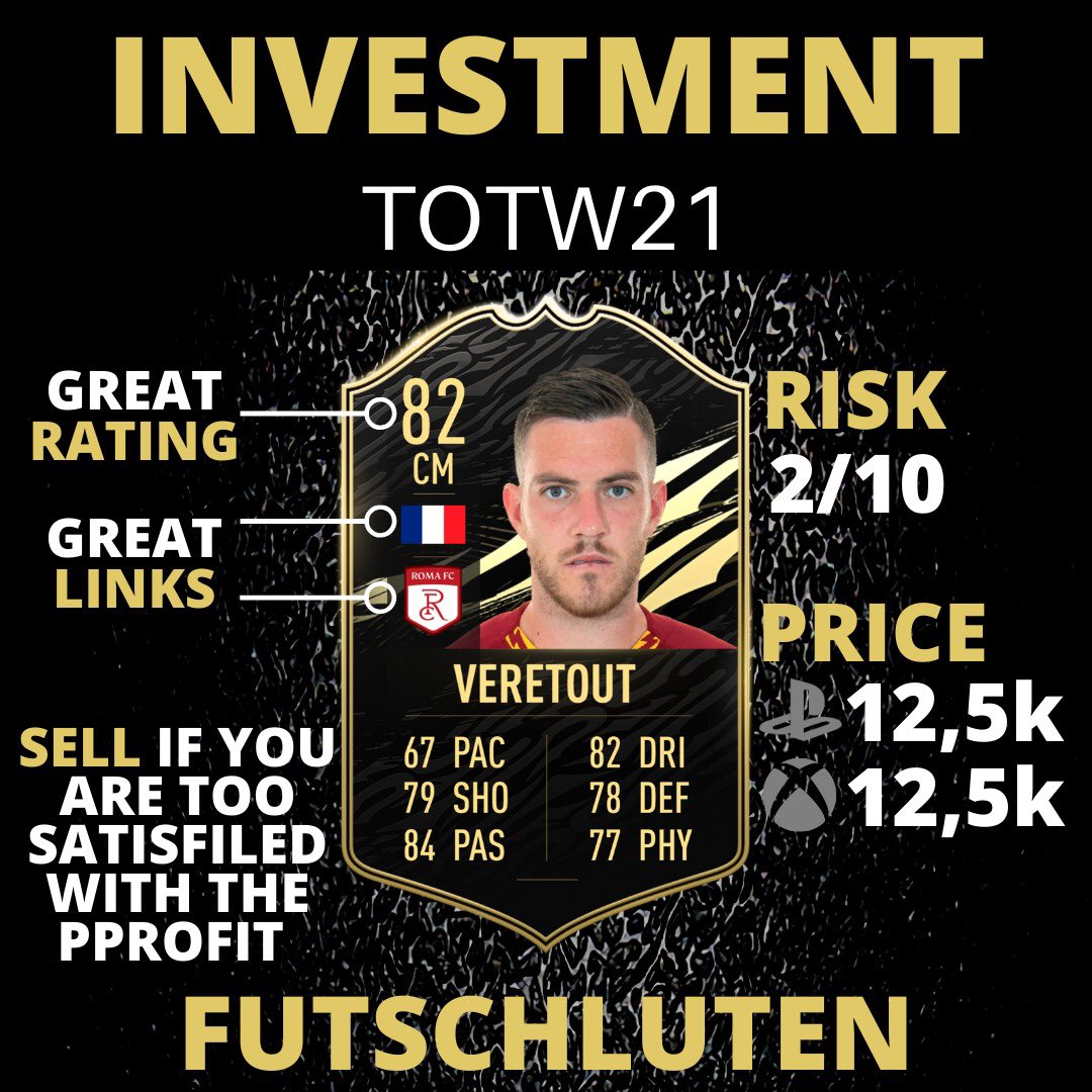 FUTschluten's tweet photo. (2/2) TOTW21 Investments 🔥

👇🏻Follow for more FIFA content!
@futschluten

#fifa #fifa21 #fifaultimateteam #fifa2021 #fifamemes #fut21 #fifasolutions #fifapacks #fifamarket #fifatrading #trader #fifatrader #trading #fifatrading #totw19 #sbc #teamoftheweek #teamoftheyear #toty https://t.co/eRJeX6yMVA