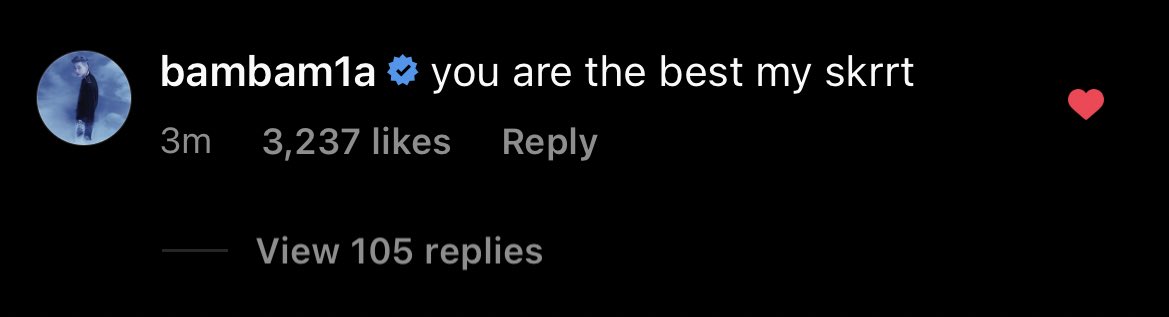markbeomnyoung's tweet photo. Bambam left a comment on Yugyeom’s post 

“you are the best my skrrt” 

@real_Kimyugyeom #Yugyeom #유겸 #GOT7 #갓세븐 @GOT7Official @bambam1a https://t.co/5XUjyPgdZE