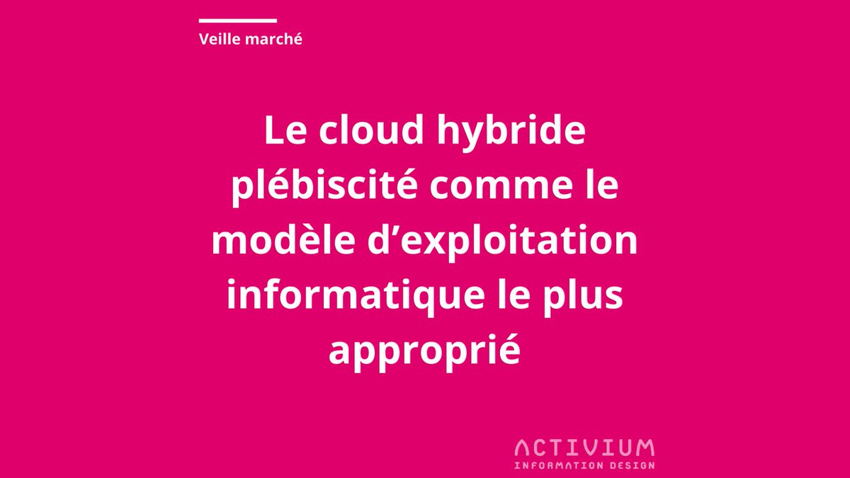 ACTIVIUMID's tweet image. En accélérant des tendances déjà à l’œuvre auparavant, la pandémie a eu une incidence notable sur les priorités informatiques. Les entreprises se sont engagées dans une démarche visant à intensifier l’utilisation du cloud hybride.
👉 bit.ly/2OOYyDX