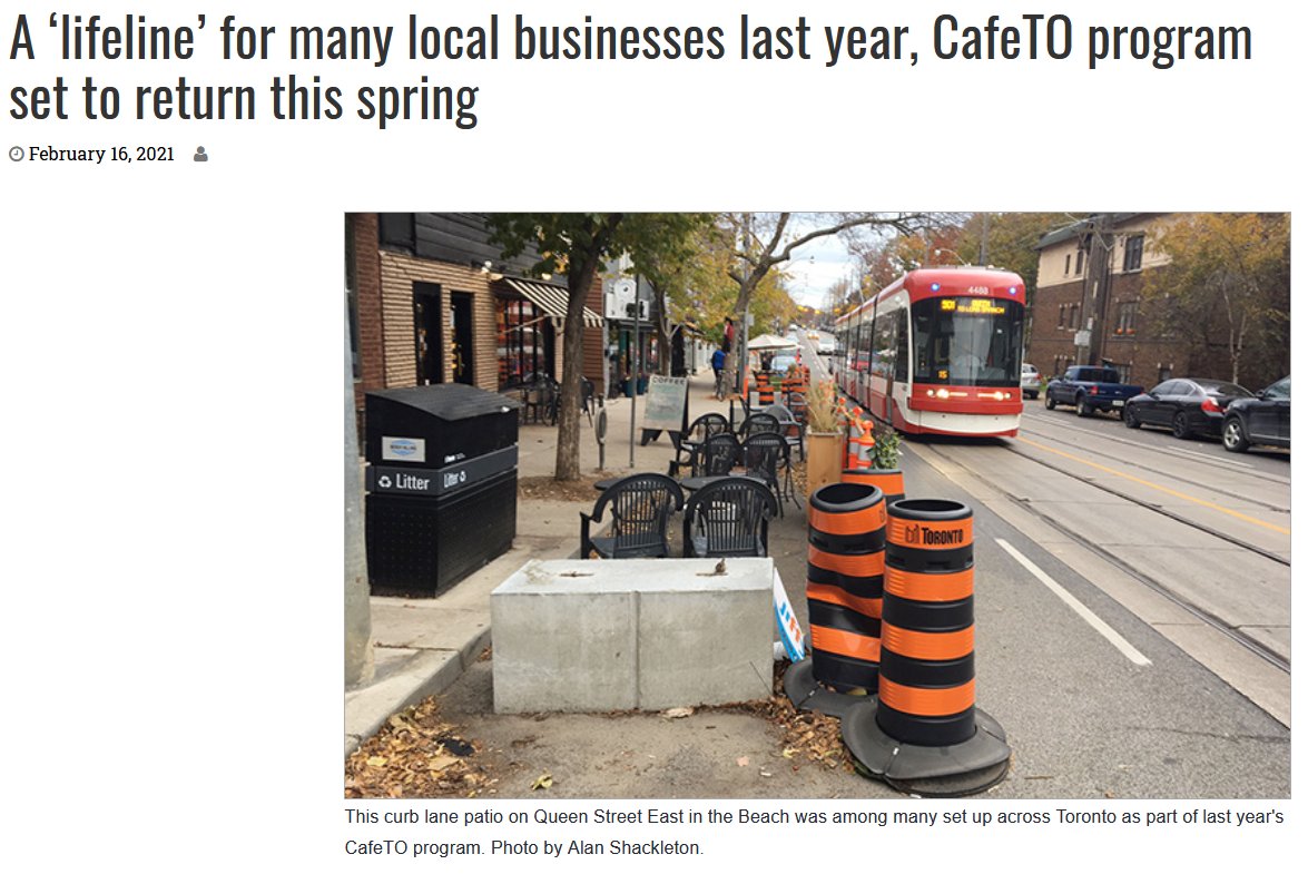 Nearly 70% of small businesses in the #CafeTO program say they wouldn't have survived without it. It also gave new perspective of what our streets could look like and gave folks a safe outlet to enjoy the summer. 

Which was your favourite #EastEnd patio? beachmetro.com/2021/02/16/a-l…
