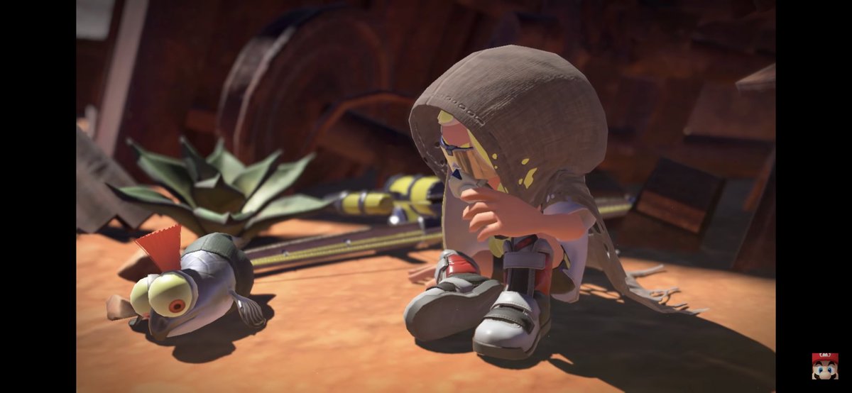 The world clearly is a result of the chaos ending of the final splatoon 2 splatfest.most likely this is the aftermath of the chaos, where we first see our playable character, AND a “buddy