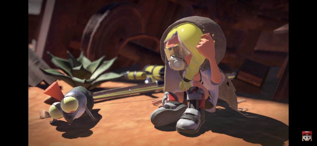 The world clearly is a result of the chaos ending of the final splatoon 2 splatfest.most likely this is the aftermath of the chaos, where we first see our playable character, AND a “buddy