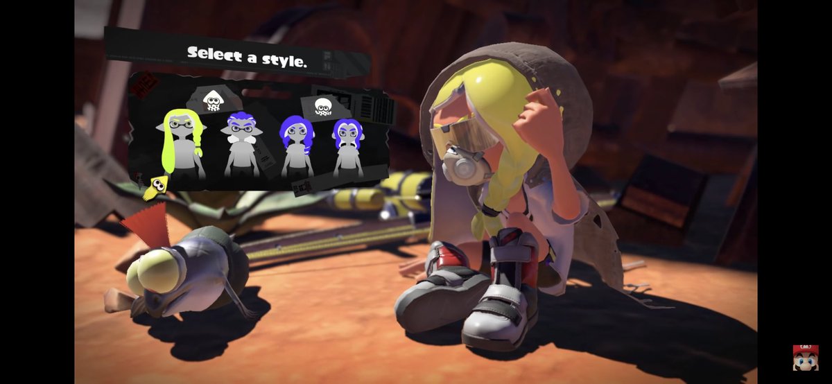 And here we can see the character selection theme, also continuing the inclusive trend of removing the gender option and replacing it with a bodytypethere is a pair of inklings, and a pair of octolings