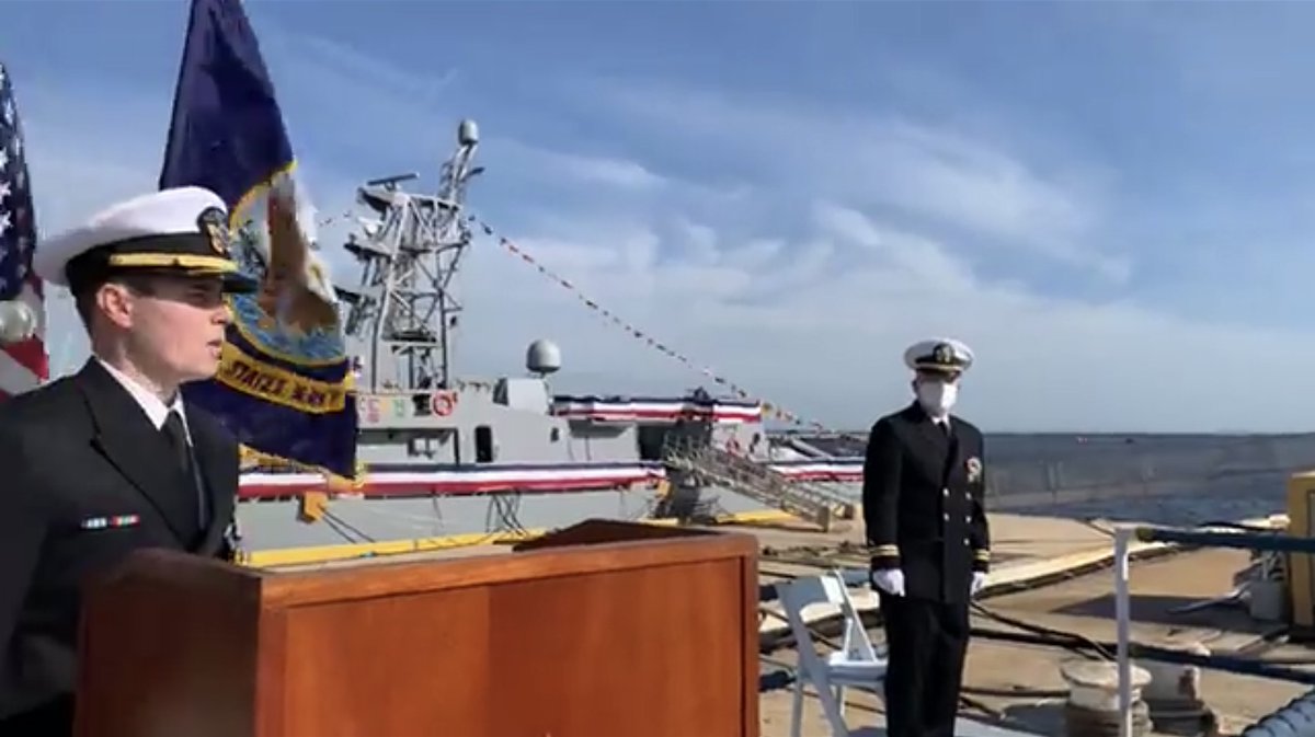 USS Tornado (PC-14) Cyclone-class patrol ship being decommissioned today in Mayport, Florida - will be put up for foreign sale - February 18, 2021 #usstornado #pc14

* photo captured from live stream on NS Mayport's FB page