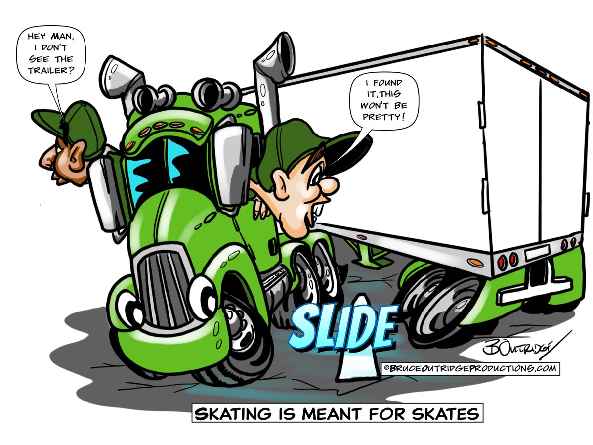 Be careful out there, ice is no joke! #truckingcartoons #blackicecartoons #cartoonist #cartoons #bruceoutridge #bruceoutridgeproductions