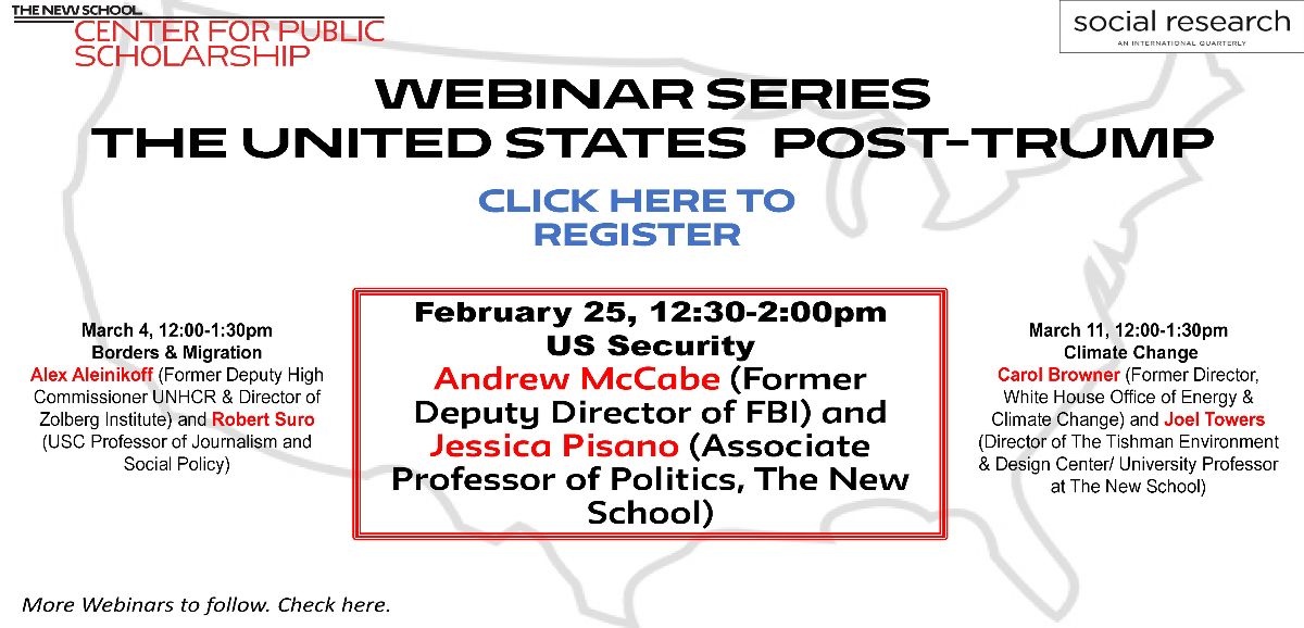 NewSchoolCPS's tweet photo. Join Andrew McCabe (former FBI deputy director)  talking about US Security under Biden - https://t.co/X106yxCd48 https://t.co/jzTuu5xCek