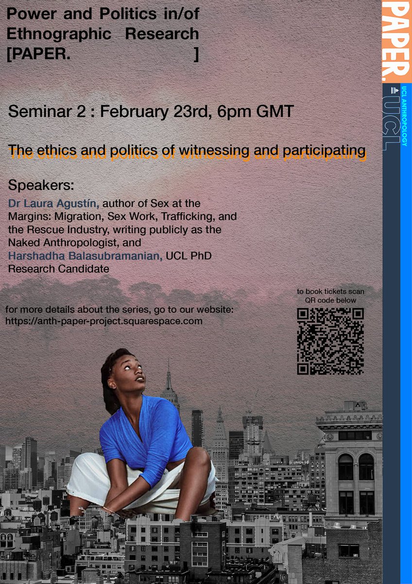 maussfanclub's tweet photo. There are still 50 tickets left for our next #PAPERseries seminar! 

✨Feb 23rd, 6pm GMT✨

We have two amazing speakers joining us, @LauraAgustin &amp; @HarshaBala_, who will be discussing the ethics and politics of witnessing.

Get ur tickets and pls RT! https://t.co/xML91f0oqC https://t.co/JTiwRabENh
