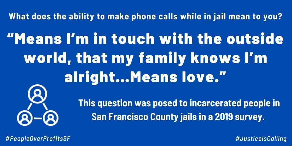 One respondent wrote that a phone call "means love.” Research shows that communication between incarcerated people and their loved ones improves reentry outcomes.Everyone should be able to call home. Other counties should follow suit and reduce jail phone calls prices.5/7