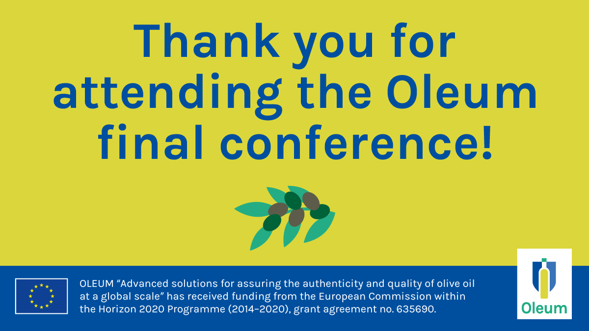 Oleum_EU's tweet photo. The OLEUM final conference is nearing its end.

👏 Thank you all for attending and contributing to this event on assuring #oliveoil quality and authenticity

If you missed the LIVE session today, don't worry! The recording will soon be available at https://t.co/czVz76Lo3W 💻 https://t.co/KXFUzbLWJ1