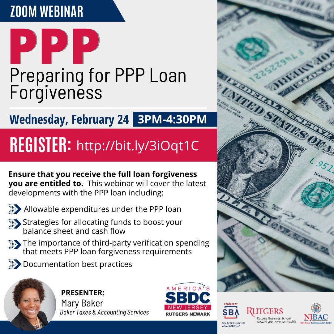 rnsbdc's tweet image. 📣Rutgers Newark SBDC&apos;s upcoming webinars from the week of February 22nd📣 ‼️Register at bit.ly/RNSBDC-Eventbr…
.
#sbdc #rnsbdc #smallbusinesscourse #covid19courses #njsbdc #smallbiz #smallbusinesssupport #smallbizsupport #businesswebinar #eebinars #zoom