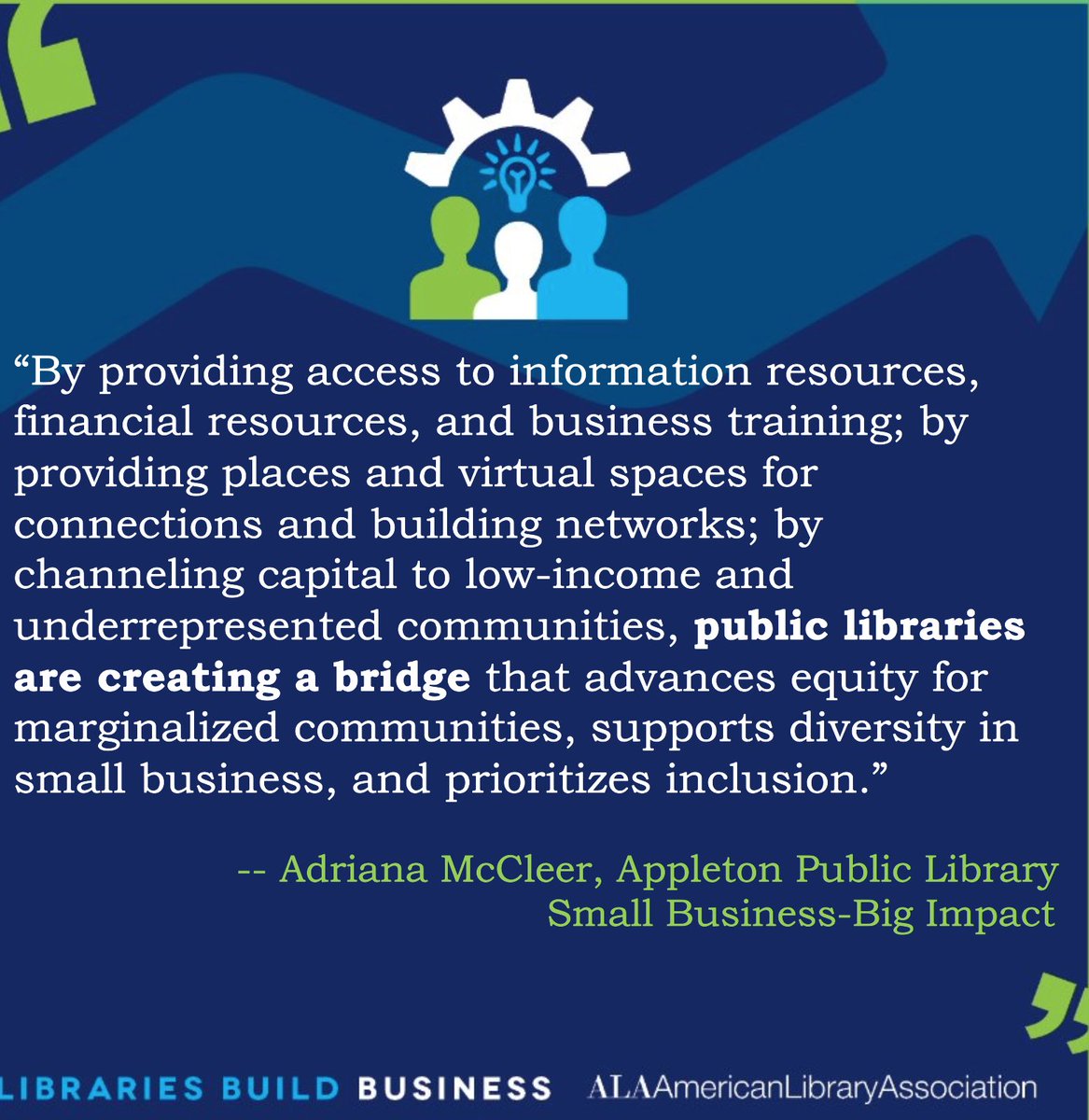 LibraryPolicy's tweet photo. Libraries promote equity, diversity, and inclusion in #entrepreneurship with free resources, technology, coaching, and networking so all entrepreneurs can thrive. @AppletonPubLib advances #EDI in their #LibrariesBuildBusiness program. #NatlEshipWeek https://t.co/ILhL1zplLd