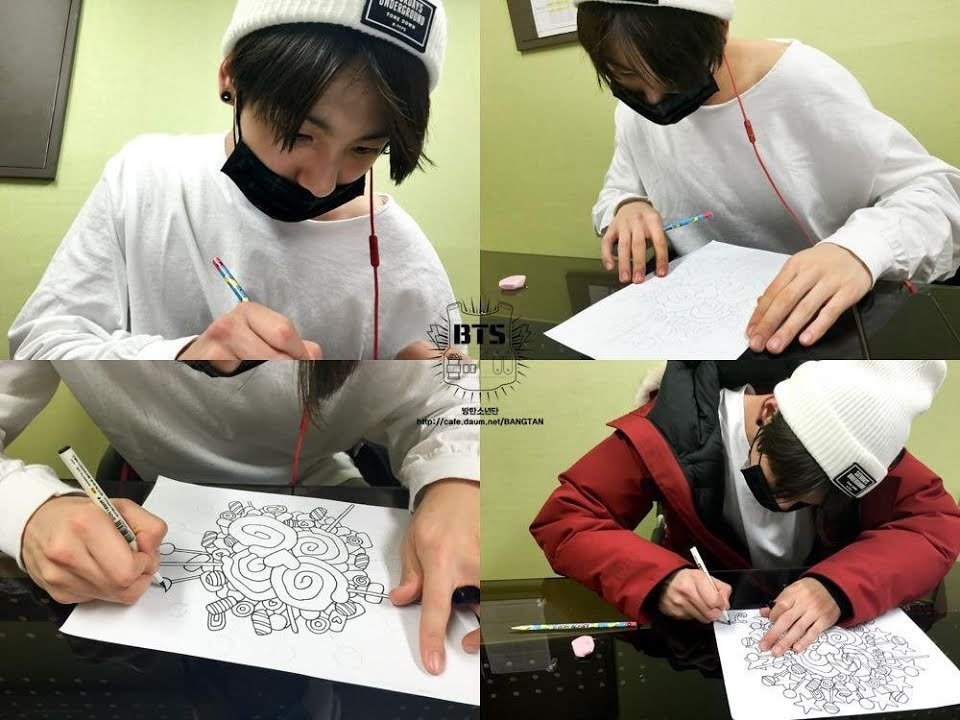 even he draw jimin's temporary tattoo