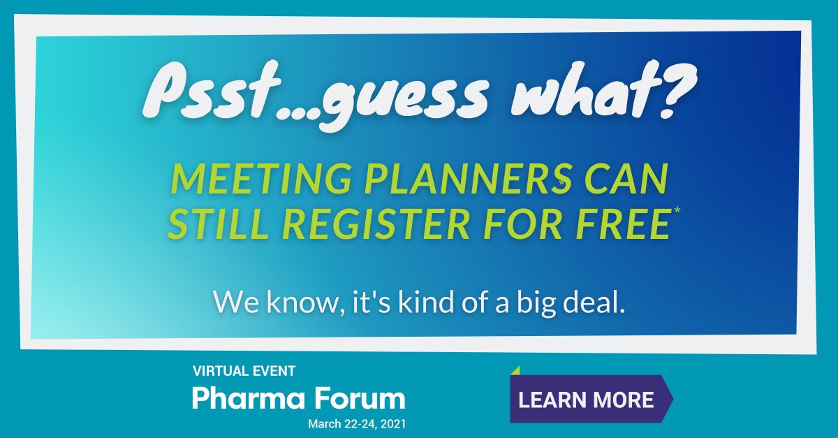 Download the complete brochure and learn how to attend for FREE* at bit.ly/PF2021TW 

#PharmaForum #PharmaForum2021 #MeetingPlanner #EventPlanner #CorporateEventPlanner #MeetingProfs #EventProfs #MeetingPlannerLife

*Rules &amp; restrictions apply; see website for details