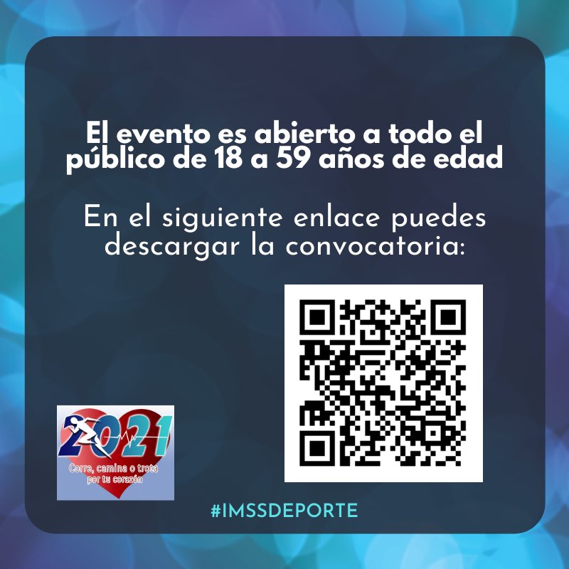 DIVDeporte's tweet photo. El CSS Villahermosa te invita al evento “Corre, camina o trota por tu corazón 2021”
Consulta las bases:
https://t.co/SjjHsSpOJl

 inscríbete en:
https://t.co/6qmiQHfItL

¡¡¡Sigamos cuidándonos!!!
#IMSSDeporte #DivDeporte #ActívateIMSS https://t.co/F3oxPALXYY