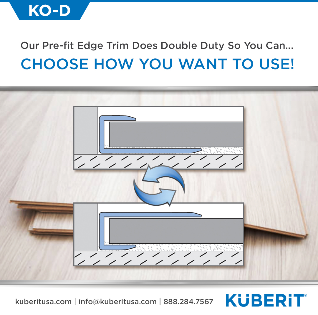 Küberit original profiles join many different types of floor coverings of different heights, for both residential and commercial applications. These stylish, multipurpose profiles are available in a wide range of finishes to accentuate any flooring selection.