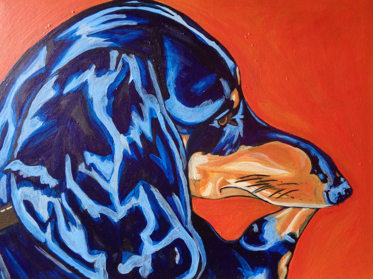 smallmassive's tweet image. "Portrait of Harry" by Fiona Mannion. Sheffield. The first time I have done a painting in years. Going in my bedroom window later.  #thegreatbigartexhibition2021 #Dachshund