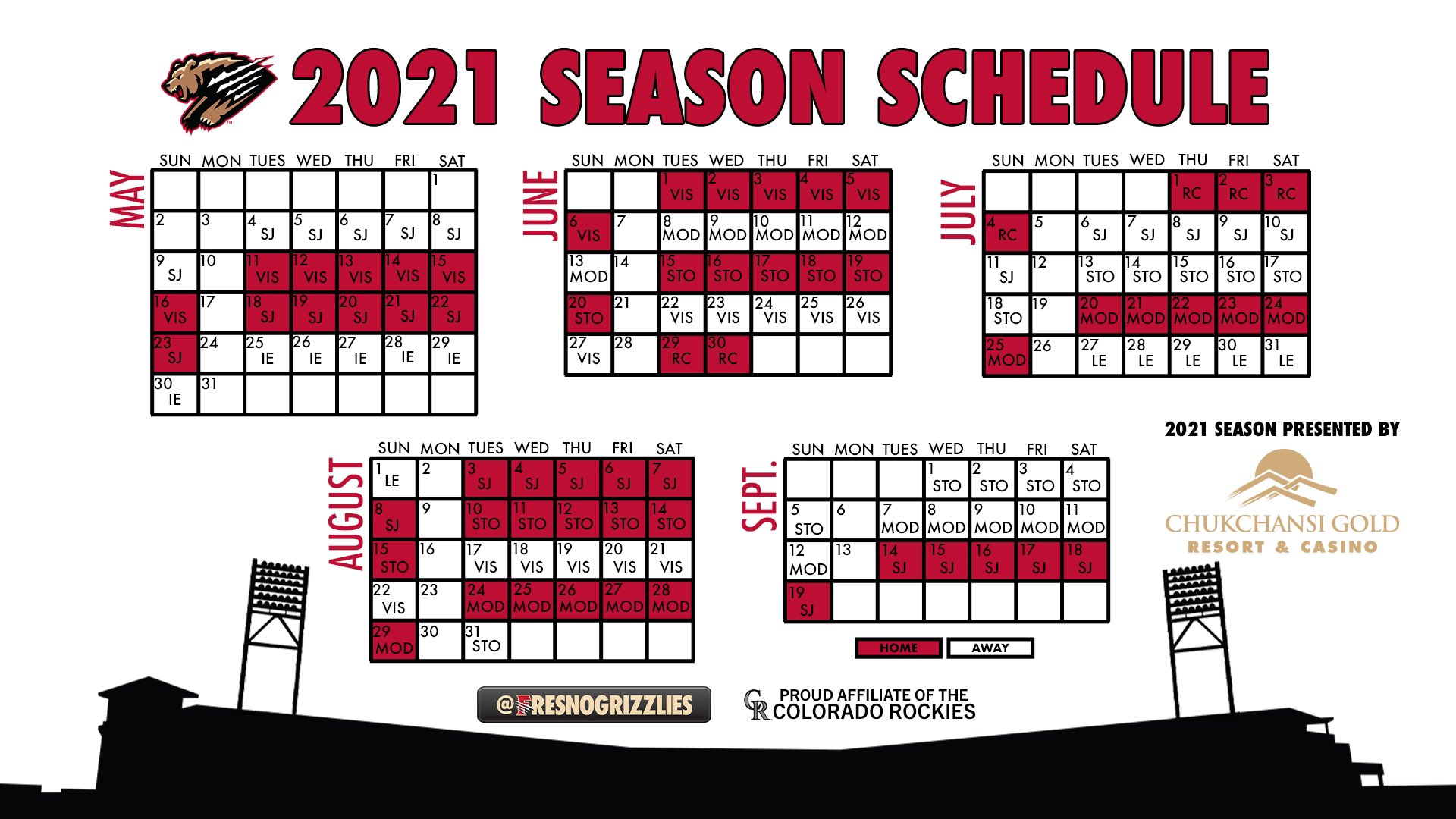 Fresno Grizzlies On Twitter It S Here Check Out Our 2021 Schedule Opening Day May 4 Home Opener May 11 4th Of July At Home Read The Schedule Breakdown