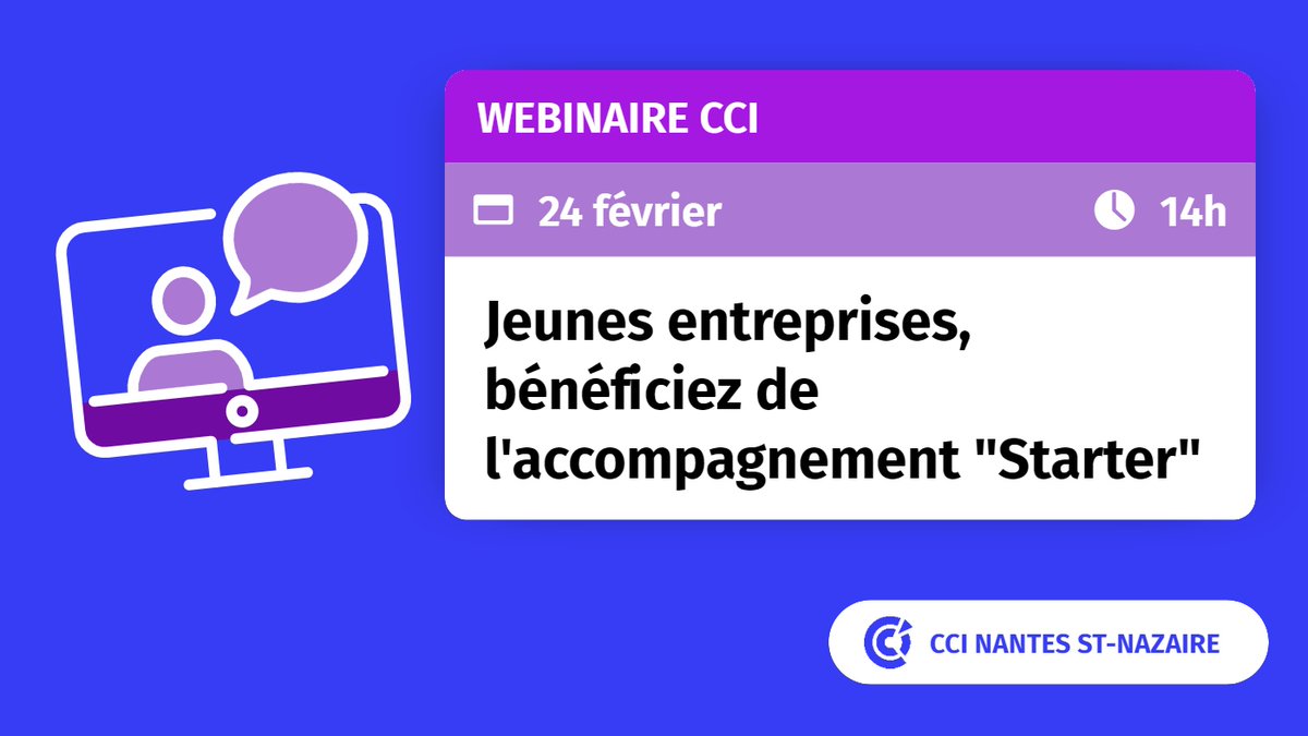 [#Agenda] Besoin d'un accompagnement pour développer votre activité ? 🚀

Jeunes entreprises, vous pouvez bénéficier de l'accompagnement "Starter" avec des financements possibles 📈. 

🗓️On vous explique tout en visio le 24/02 
👉 bit.ly/2NHUPan