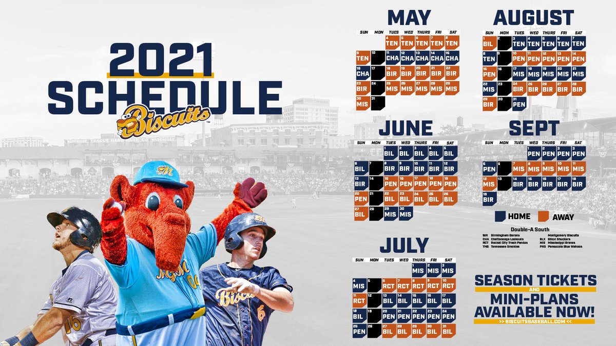 Montgomery Biscuits on X: The 2021 SCHEDULE IS HERE!! Biscuits Baseball  returns to MGM in 82 days!  / X