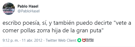 Irene Montero, miembro del partido que defiende a un tío que escribe cosas como esta. ¡Hay que ver lo que ha degenerado el feminismo, oiga!