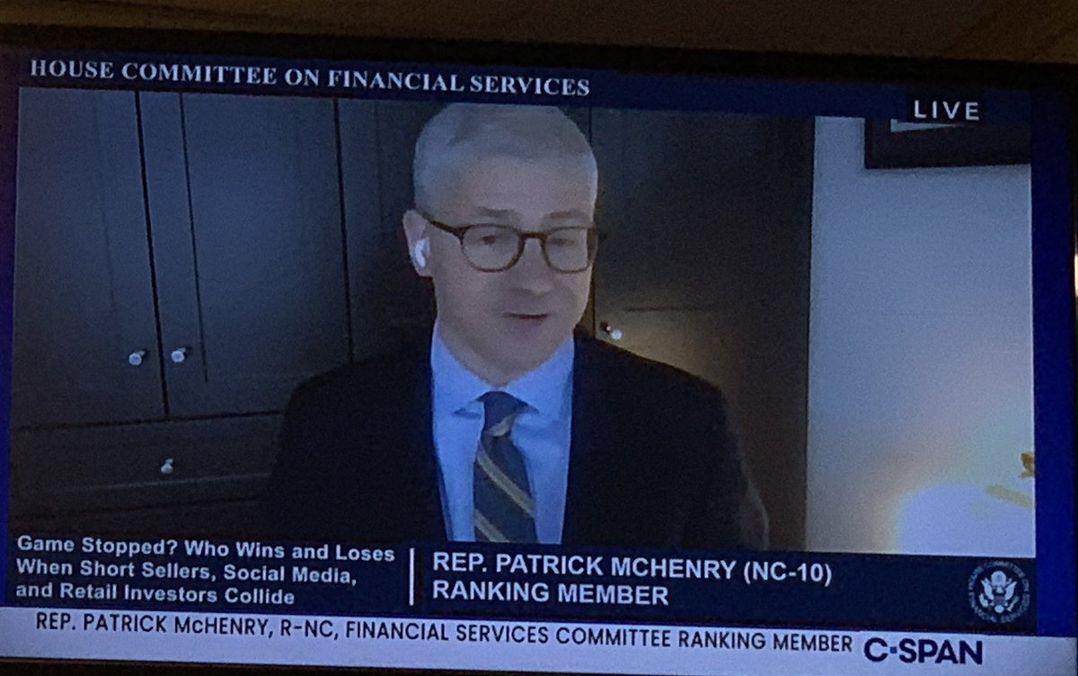 Ranking member McHenry says there is “wisdom to the crowd” and said that general public is more savvy and intelligent and people in Washington think they are. Funny. The Securities laws were created to protect investors. With a “seller beware” motto from FDR2/