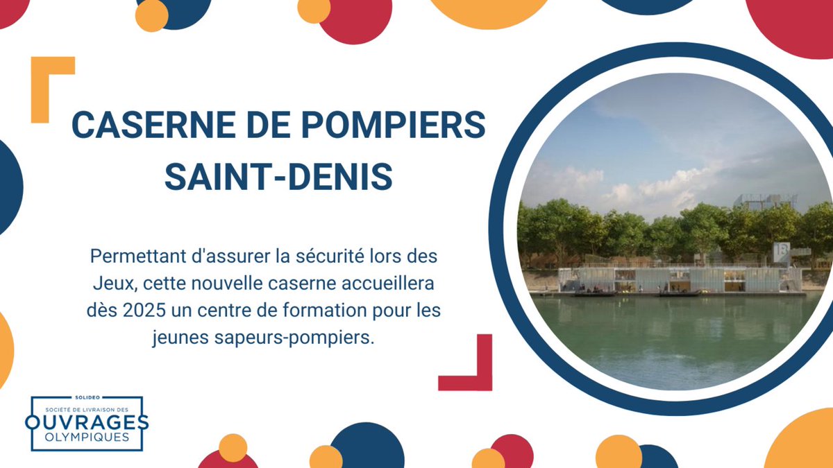 [#1Jour1Ouvrage]

👉 Une nouvelle caserne de pompiers accompagnée d’une base pour la police fluviale viendront s’installer à proximité du #VillagedesAthlètes à <a href="/VilleSaintDenis/">Ville de Saint-Denis</a> afin de répondre aux besoins du territoire.

#Paris2024 #JOP2024

1/3