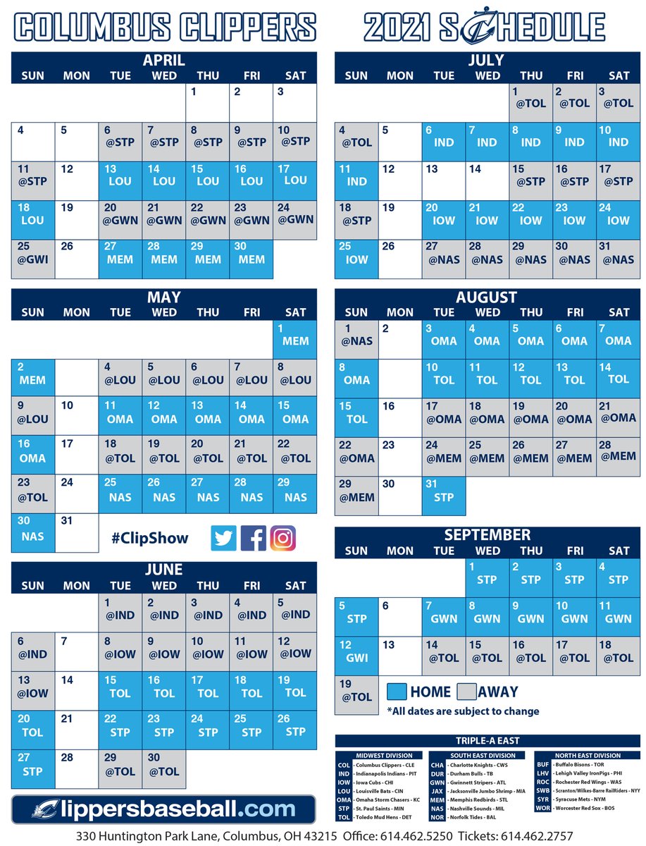 Columbus Clippers 2022 Schedule Printable Printable World Holiday