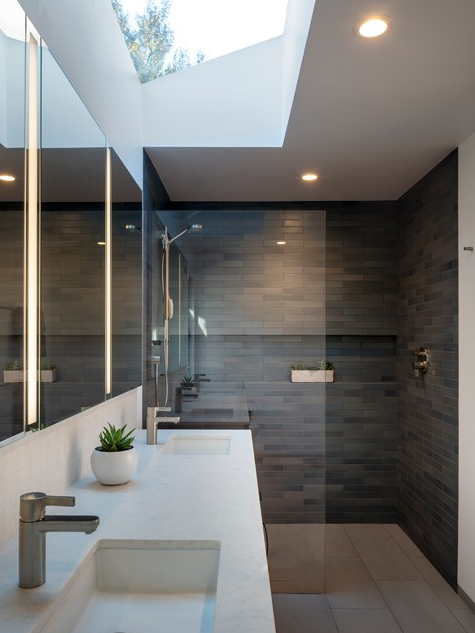 _ILSLtd's tweet photo. What a bathroom! A walk-in shower with rain showerhead and his and hers sinks with countertops and splashbacks are in Stone Italiana KStone quartz in the KSoul colourway. Get in contact to order your countertops. #SafeAndCertified #StoneItaliana #quartz https://t.co/CQECPLerzd