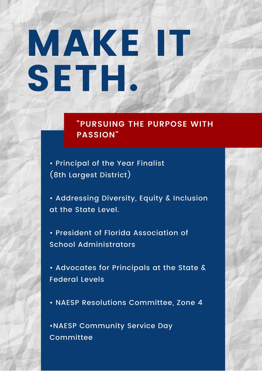 It is with extreme pleasure that we recommend Seth Daub to be elected as Vice-President of NAESP. The relationships that he has built at all levels are an asset to moving the priorities of NAESP forward. <a href="/PrincipalDaub/">Seth Daub</a> <a href="/OCPSnews/">ocpsnews</a> 

More About Seth: naesp.org/seth-daub-vice…